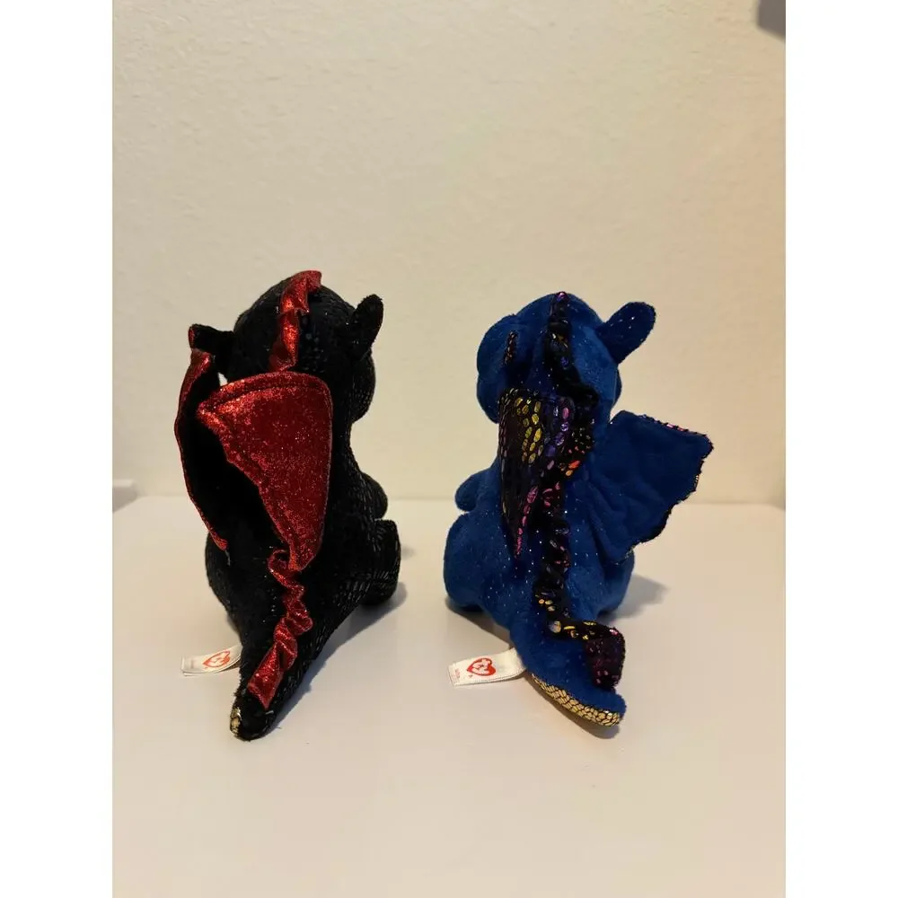 Ty Beanie Boos Dragons Saffire Grindal Black Blue Plush Stuffed Animal Toy 6”